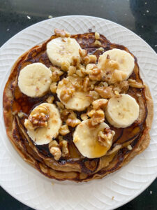 This Banana and Quinoa Pancake recipe is full of flavor and healthy ingredients including a SUPERFOOD! The pancake batter quickly comes together by blending all the ingredients together in a food processor or blender. They are naturally sweet from the bananas which balances well with the other ingredients to create a delicious and classic pancake!