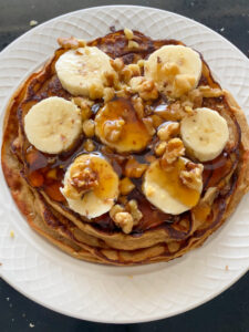 This Banana and Quinoa Pancake recipe is full of flavor and healthy ingredients including a SUPERFOOD! The pancake batter quickly comes together by blending all the ingredients together in a food processor or blender. They are naturally sweet from the bananas which balances well with the other ingredients to create a delicious and classic pancake!