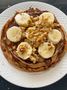 This Banana and Quinoa Pancake recipe is full of flavor and healthy ingredients including a SUPERFOOD! The pancake batter quickly comes together by blending all the ingredients together in a food processor or blender. They are naturally sweet from the bananas which balances well with the other ingredients to create a delicious and classic pancake!