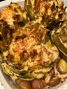 Artichokes are super healthy so they can be a great addition or star of any dinner! This recipe fills the hearty artichokes with a delicious blend of flavors and spices. They're stuffed with breadcrumbs, onions, garlic, parmesan cheese and more!