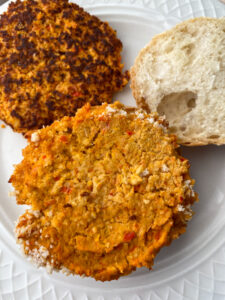 Chickpea Veggie Burgers are a great way to use up so many veggies in your fridge and make a delicious dinner that is packed with nutrients. This recipe features 5 different vegetables plus chickpeas; they are vegetarian and can be made vegan!