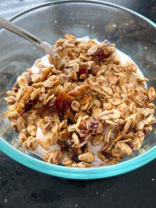 This Sourdough Discard Granola with Chopped Dates makes a healthy breakfast or snack and only requires a few staple ingredients! It adds a little sweetness to your day without any refined or added sugars!